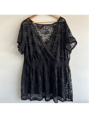 Torrid Black Gold Glitter Lace Tunic Top 4